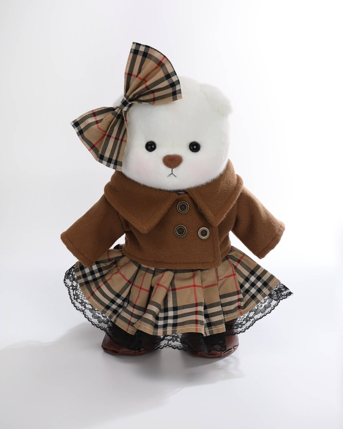 Teddy Bear & Vintage Brown Coat Set - 12 Inches