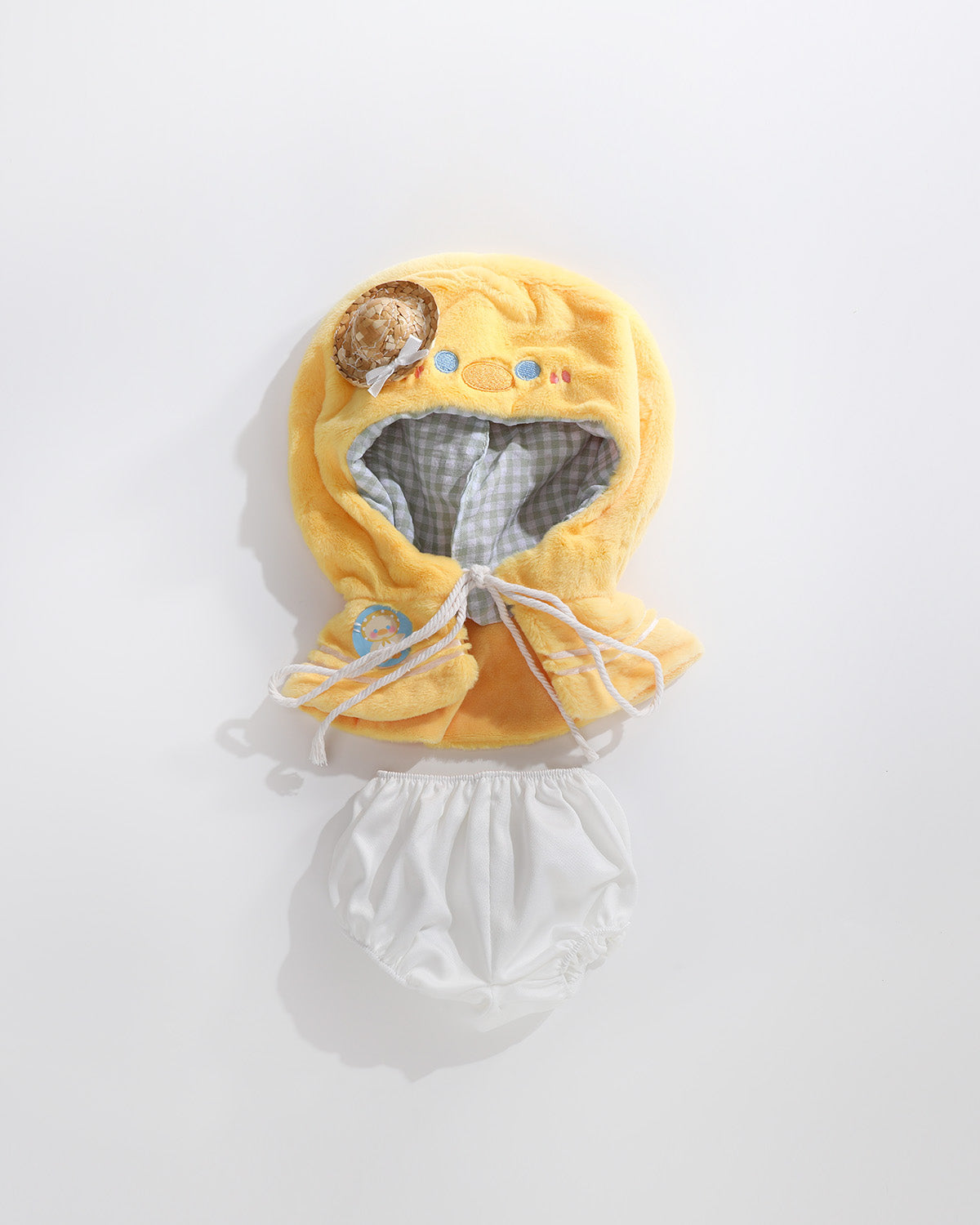 White Long Hair Bear & Straw Hat Duck Cape - 12 Inches
