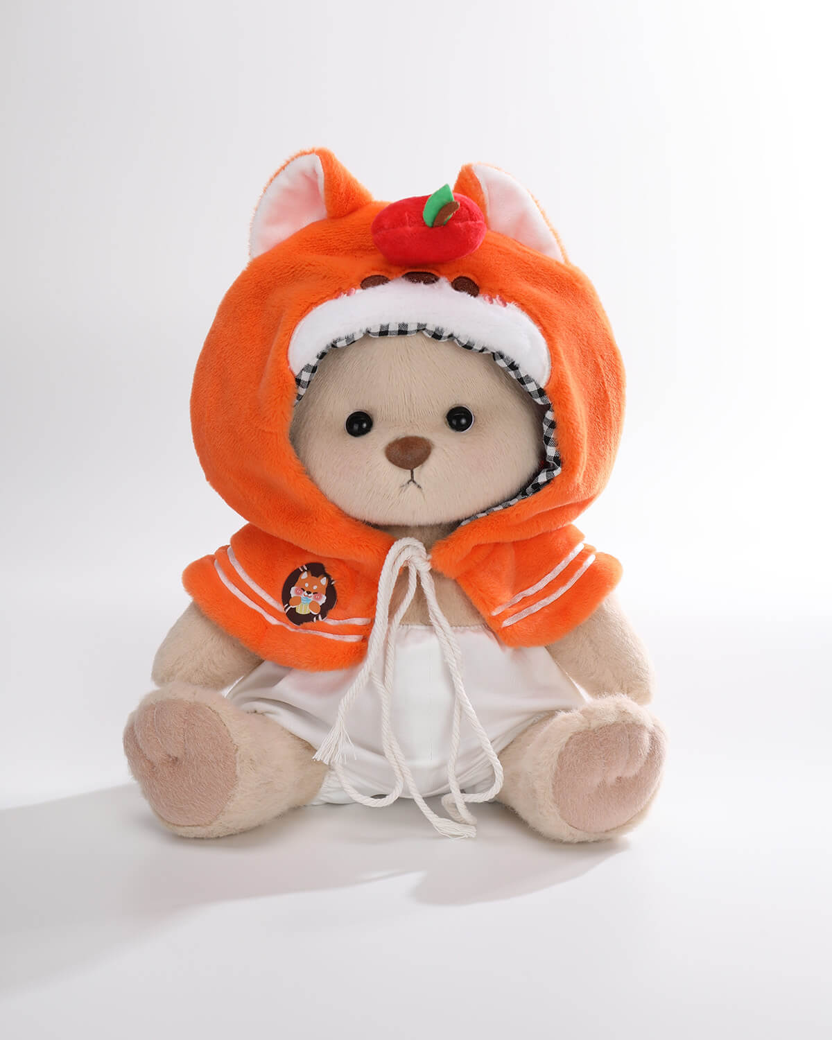 Milk Tea Short Hair Bear & Cute Fox Cape - 12 Inches