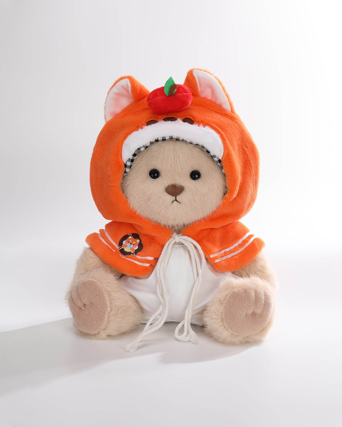 Milk Tea Long Hair Bear & Cute Fox Cape - 12 Inches