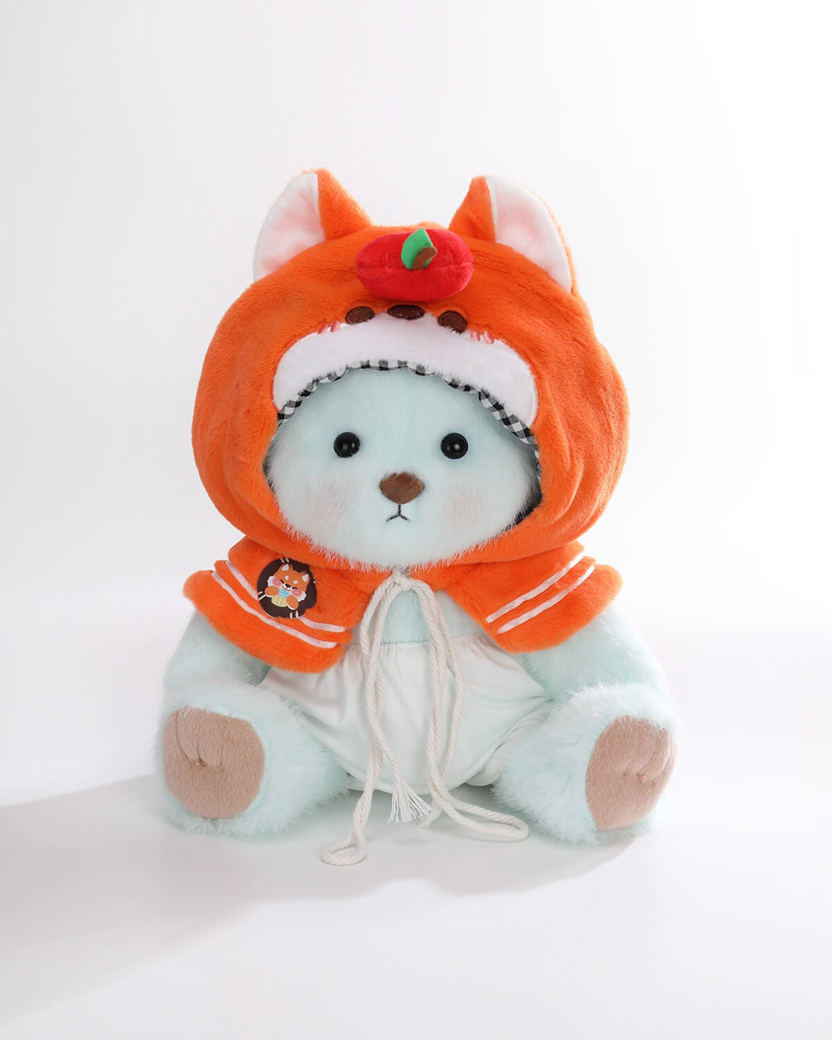 Mint Blue Long Hair Bear & Cute Fox Cape - 12 Inches