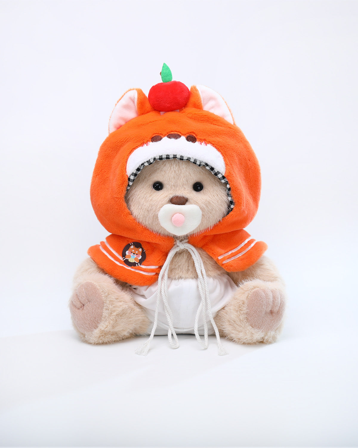 Milk Tea Long Hair Bear & Cute Fox Cape - 12 Inches