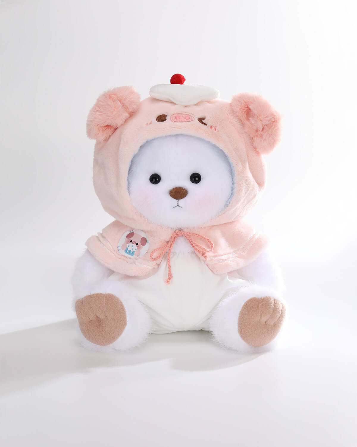 White Long Hair Bear & Sweet Piggy Cape - 12 Inches