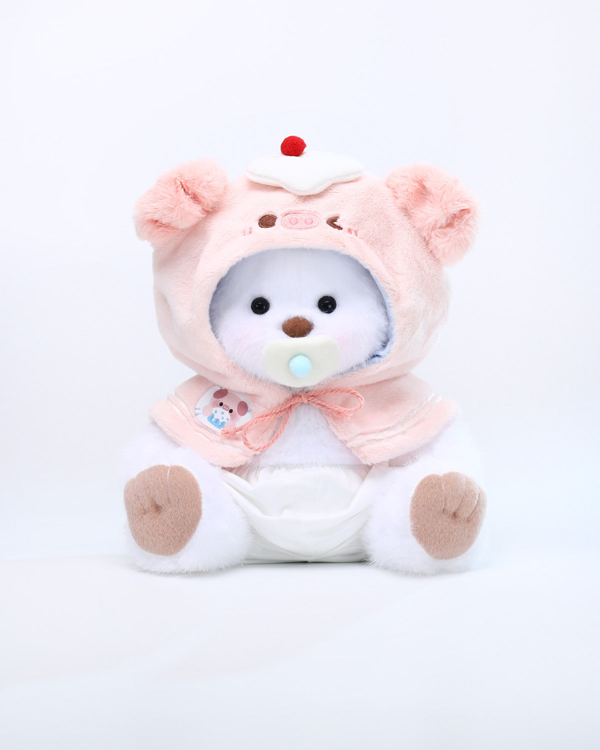 White Long Hair Bear & Sweet Piggy Cape - 12 Inches