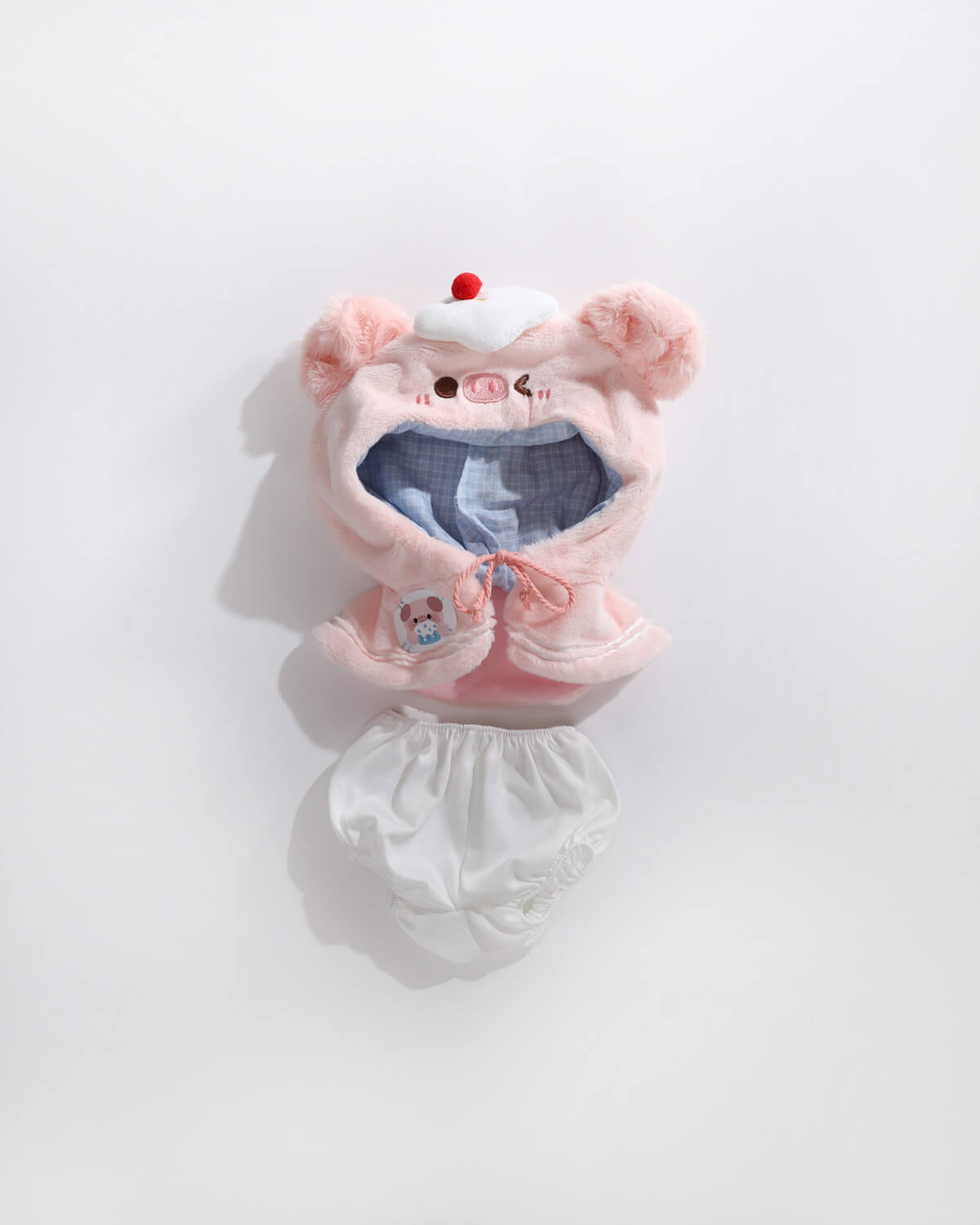 White Long Hair Bear & Sweet Piggy Cape - 12 Inches