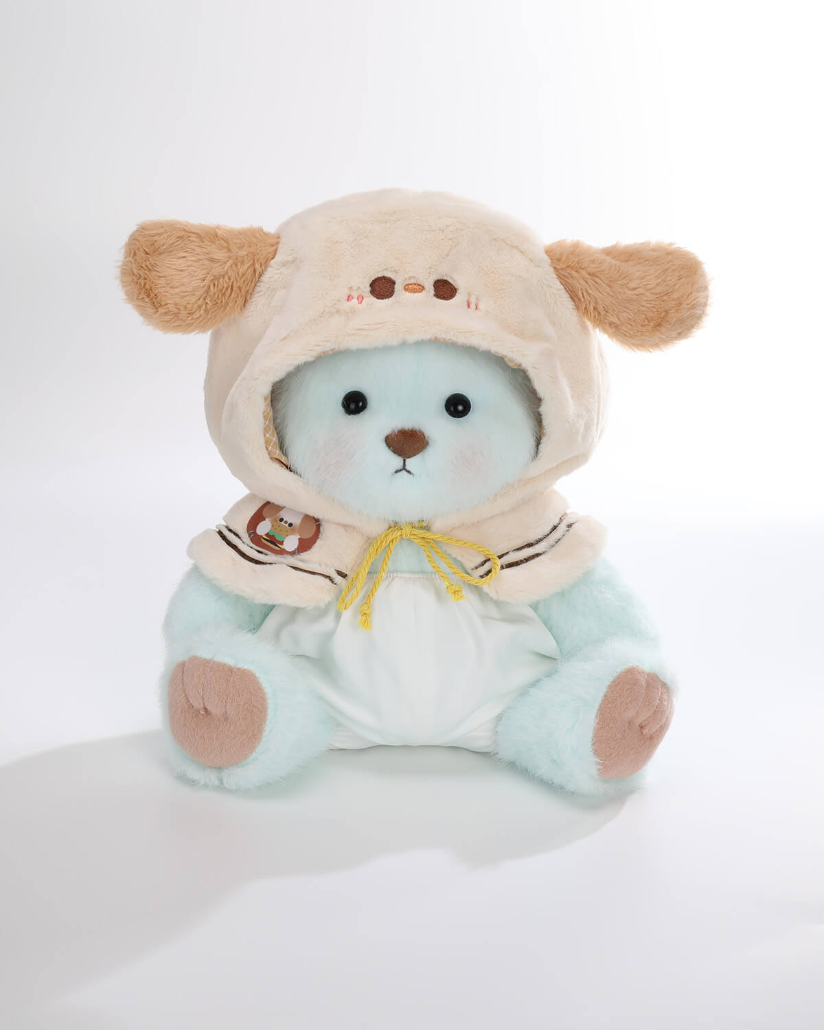 Mint Blue Long Hair Bear & Pudding Puppy Cape - 12 Inches