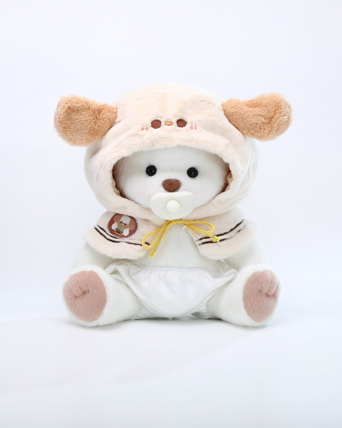 White Short Hair Bear & Pudding Puppy Cape - 12 Inches