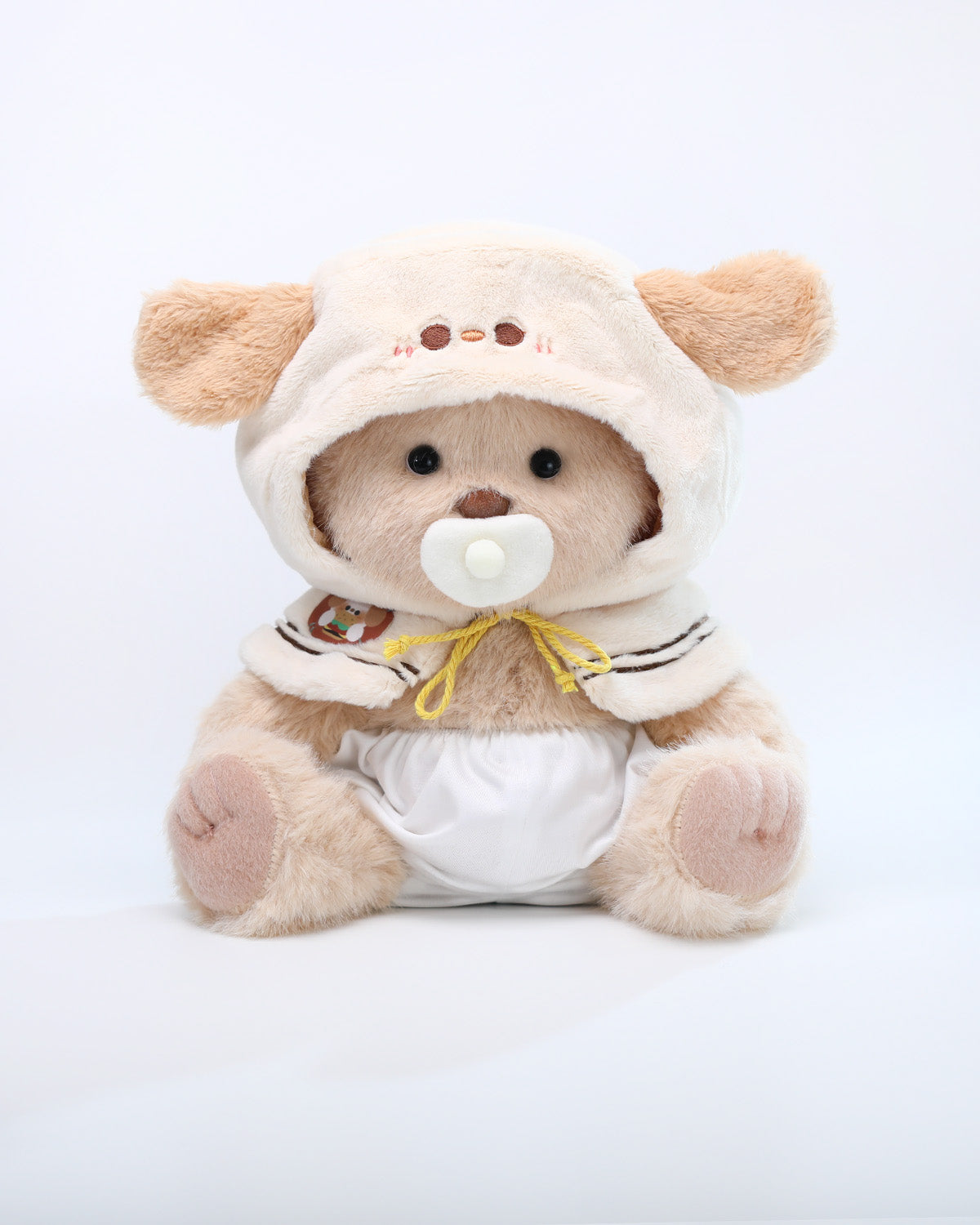 Milk Tea Long Hair Bear & Pudding Puppy Cape - 12 Inches