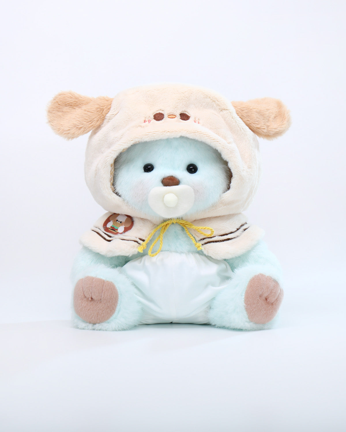 Mint Blue Long Hair Bear & Pudding Puppy Cape - 12 Inches