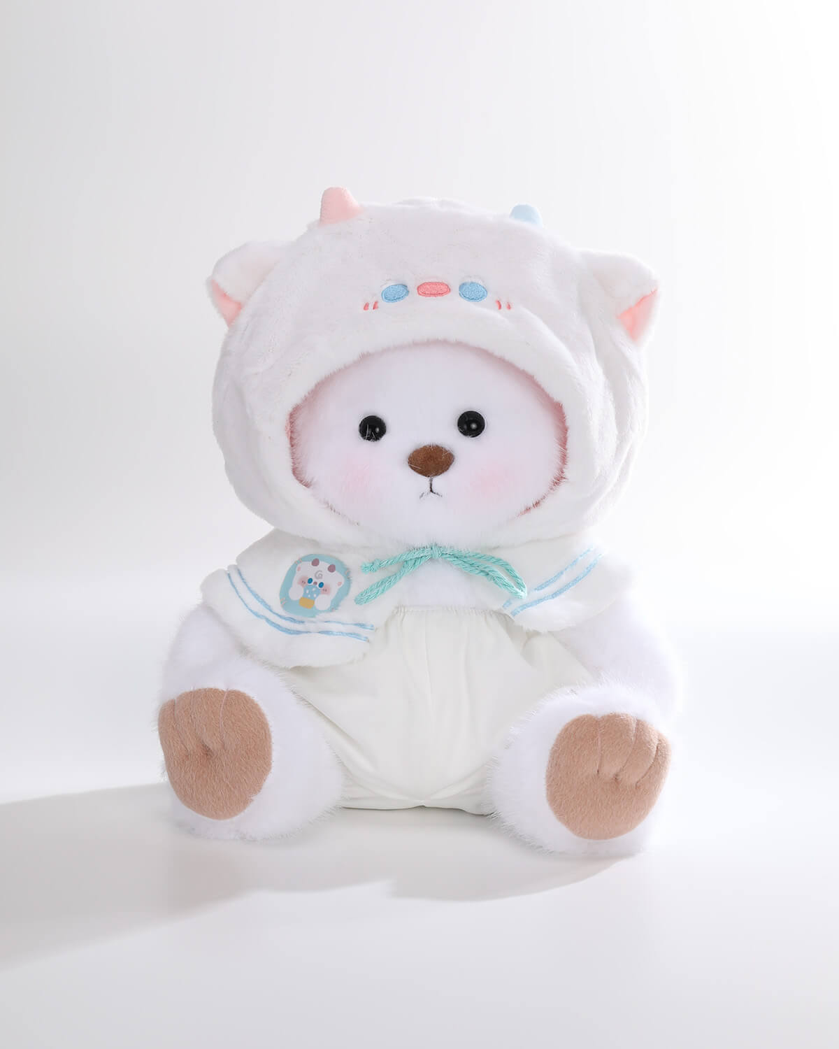 White Long Hair Bear & White Sheep Cape - 12 Inches