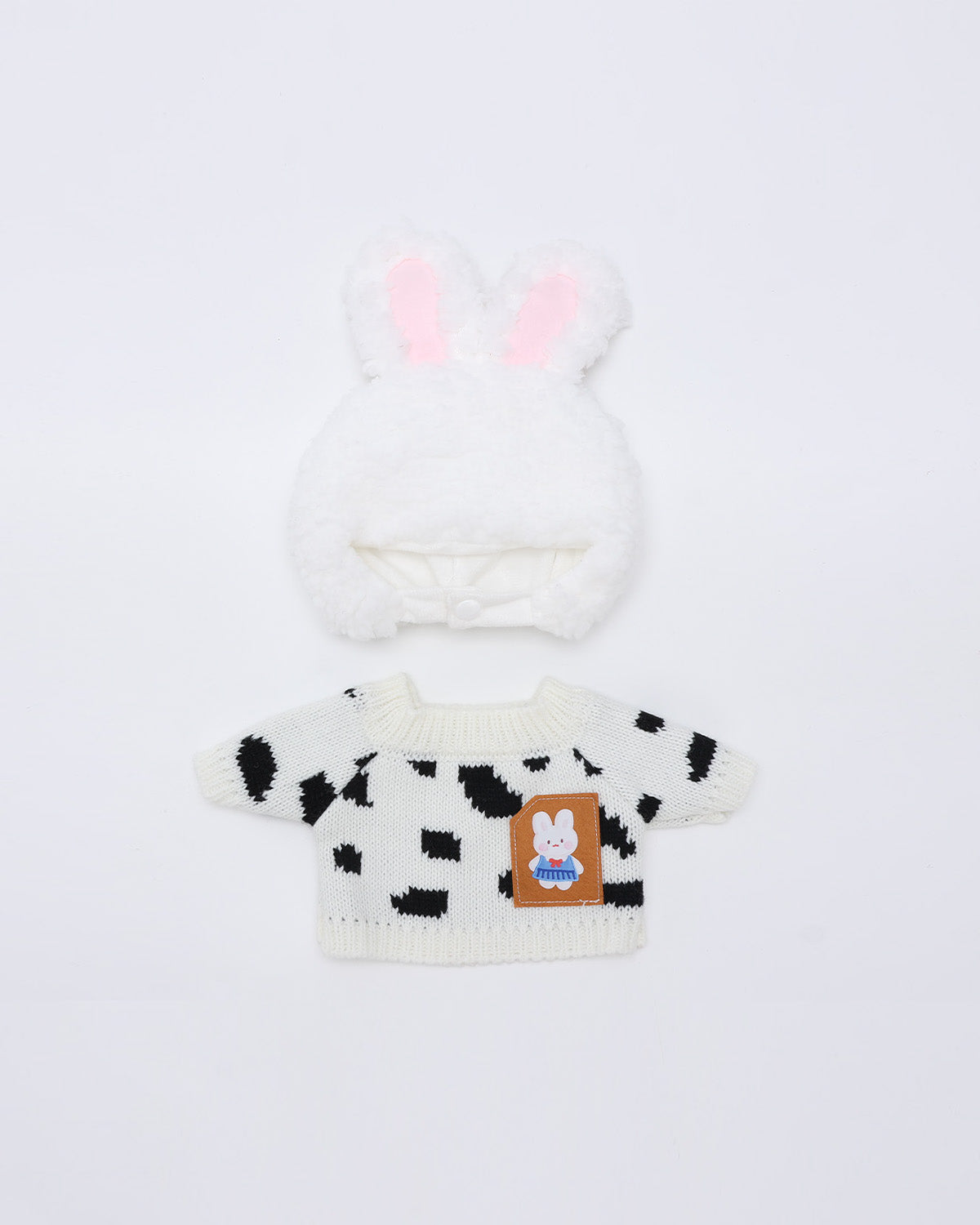 Cream Bunny Hat Cow Sweater Set of 2 - 12 Inches