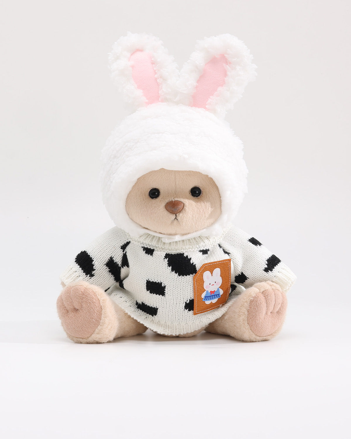 Teddy Bear & Cream Bunny Hat Cow Sweater Set of 2 - 12 Inches