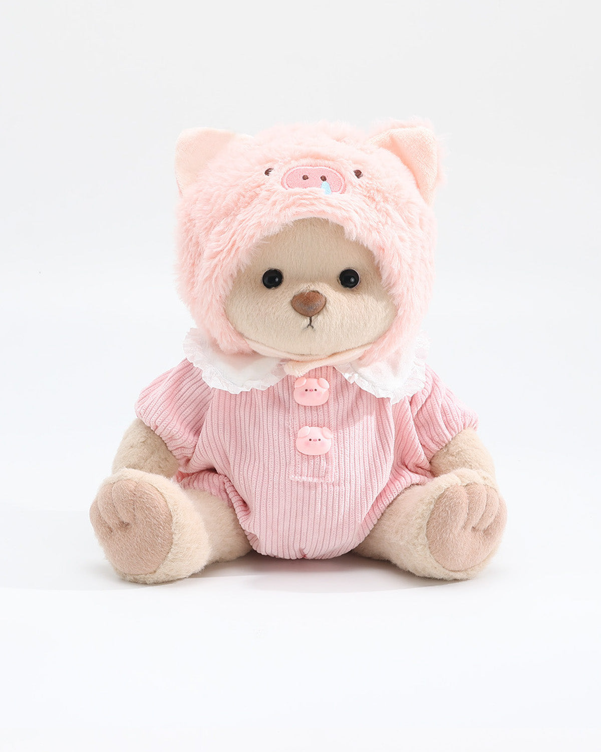 Teddy Bear & Pink Snot Piggy Ruffle Jumpsuit Set of 2 - 12 Inches