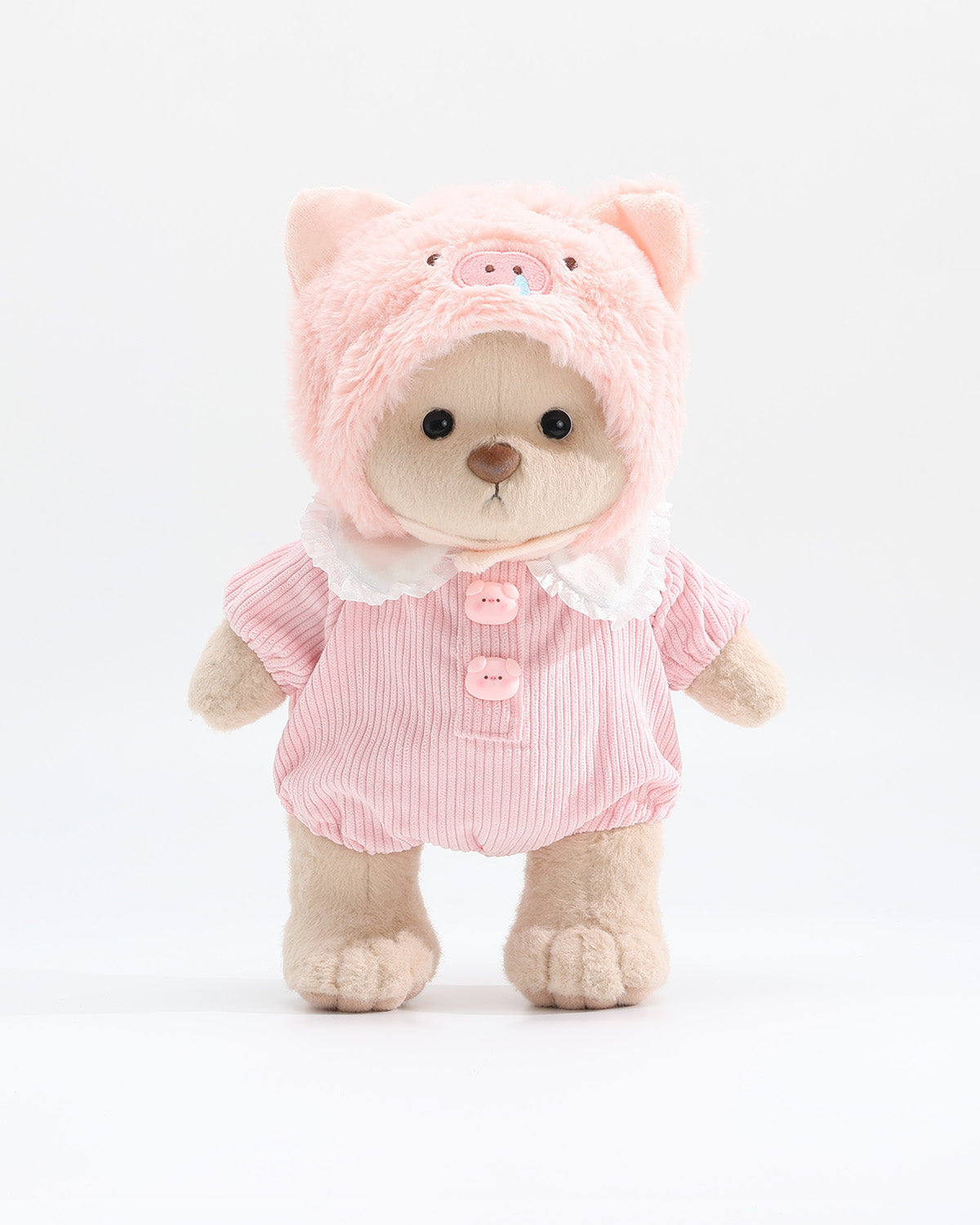 Teddy Bear & Pink Snot Piggy Ruffle Jumpsuit Set of 2 - 12 Inches