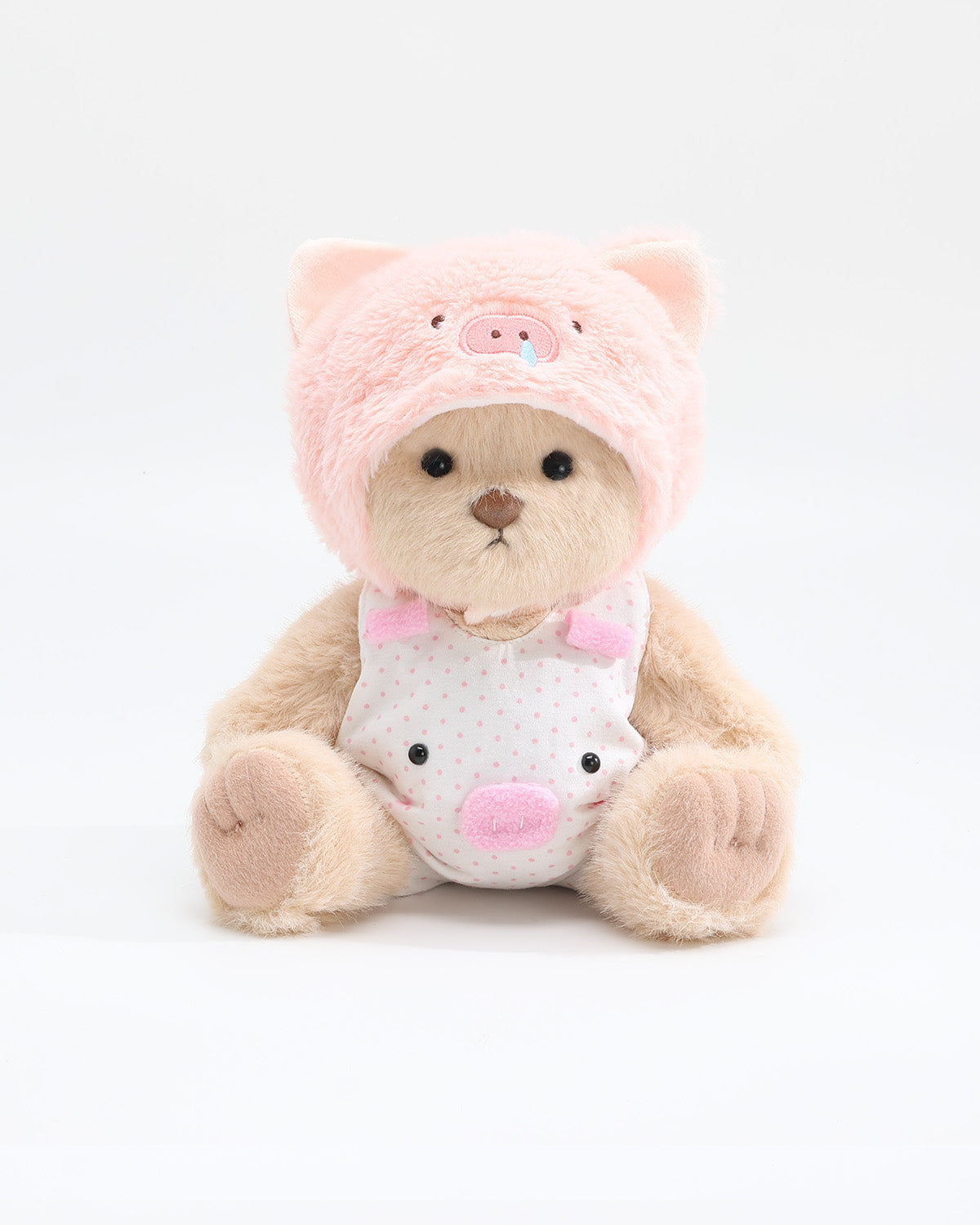 Milk Tea Long Hair Bear & Pink Snot Piggy Overalls Set of 2 - 12 Inches