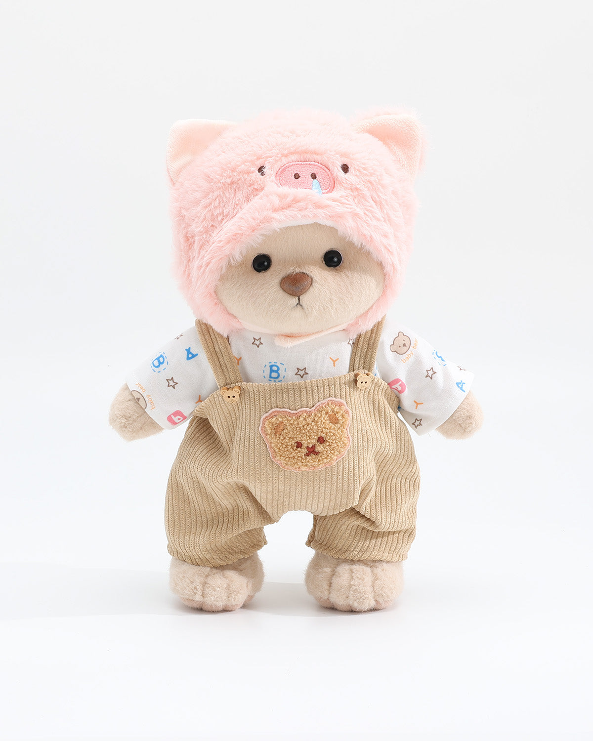 Teddy Bear & Pink Snot Piggy Brown Overalls Set of 3 - 12 Inches