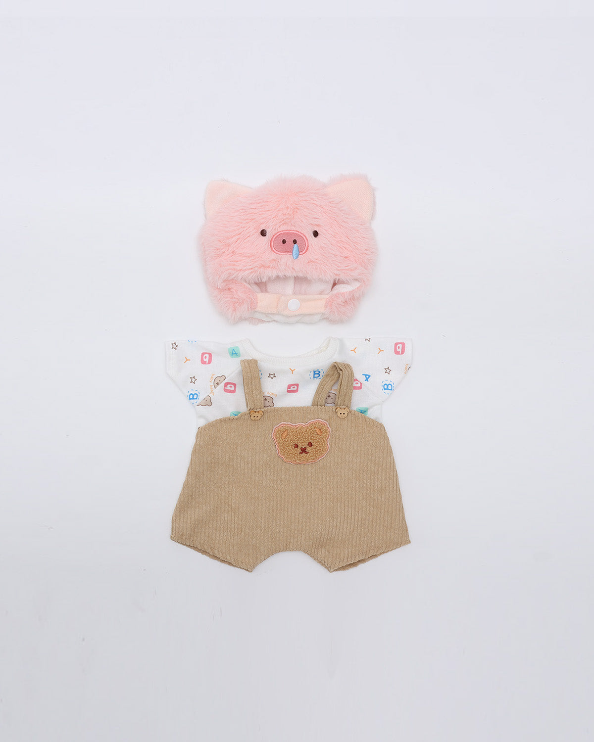 Pink Snot Piggy Brown Overalls Set of 3 - 12 Inches