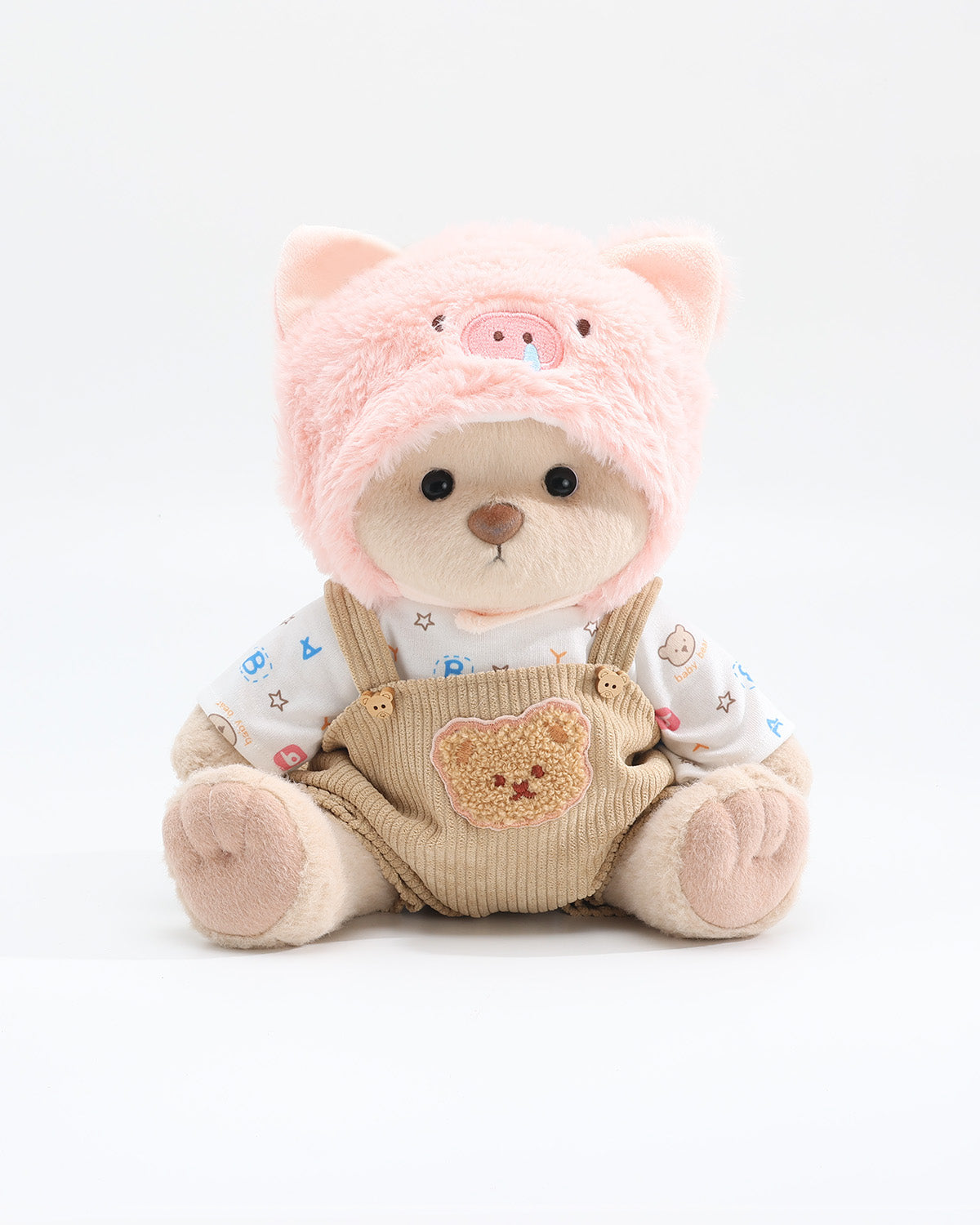Teddy Bear & Pink Snot Piggy Brown Overalls Set of 3 - 12 Inches