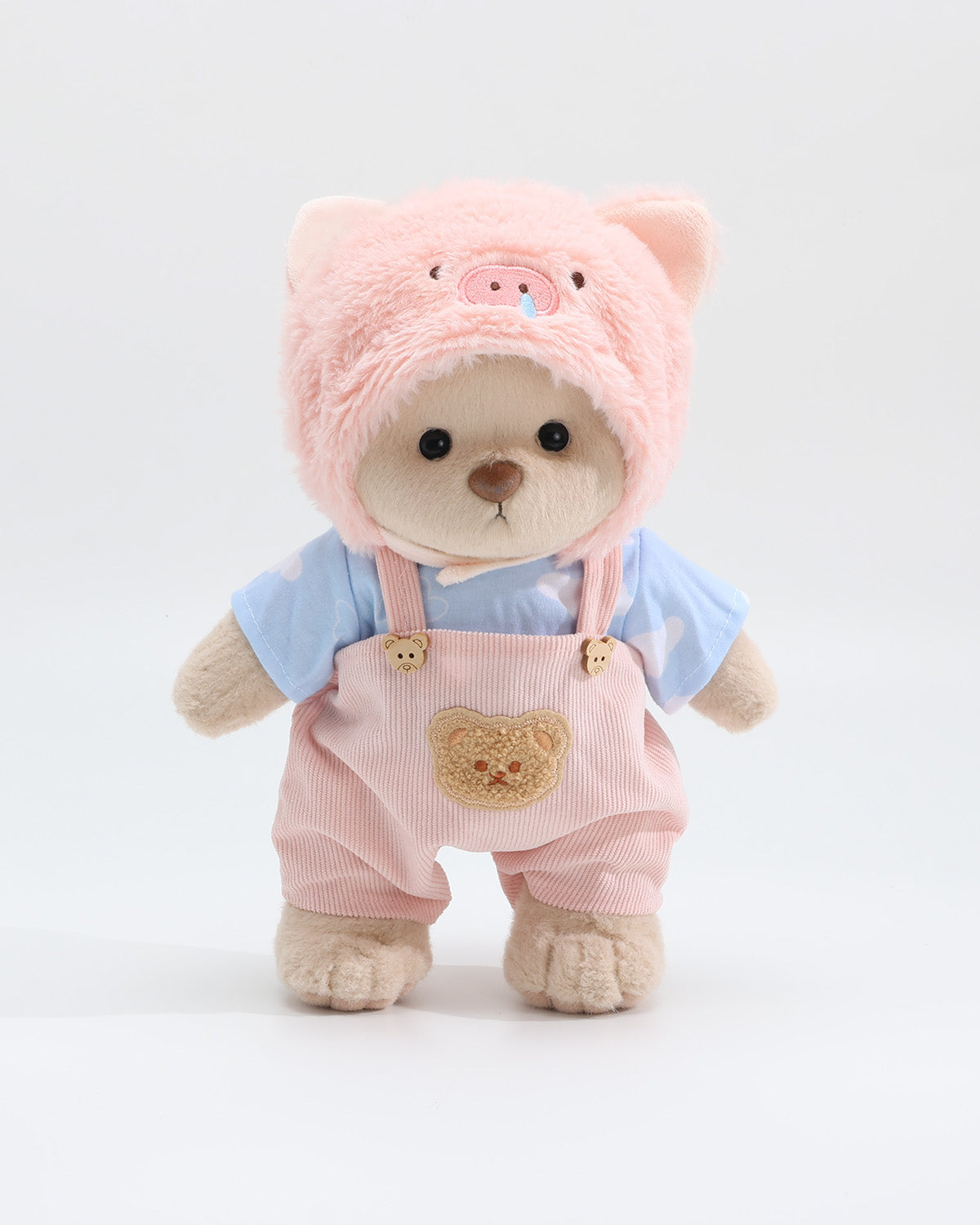 Teddy Bear & Pink Snot Piggy Pink Overalls Set of 3 - 12 Inches