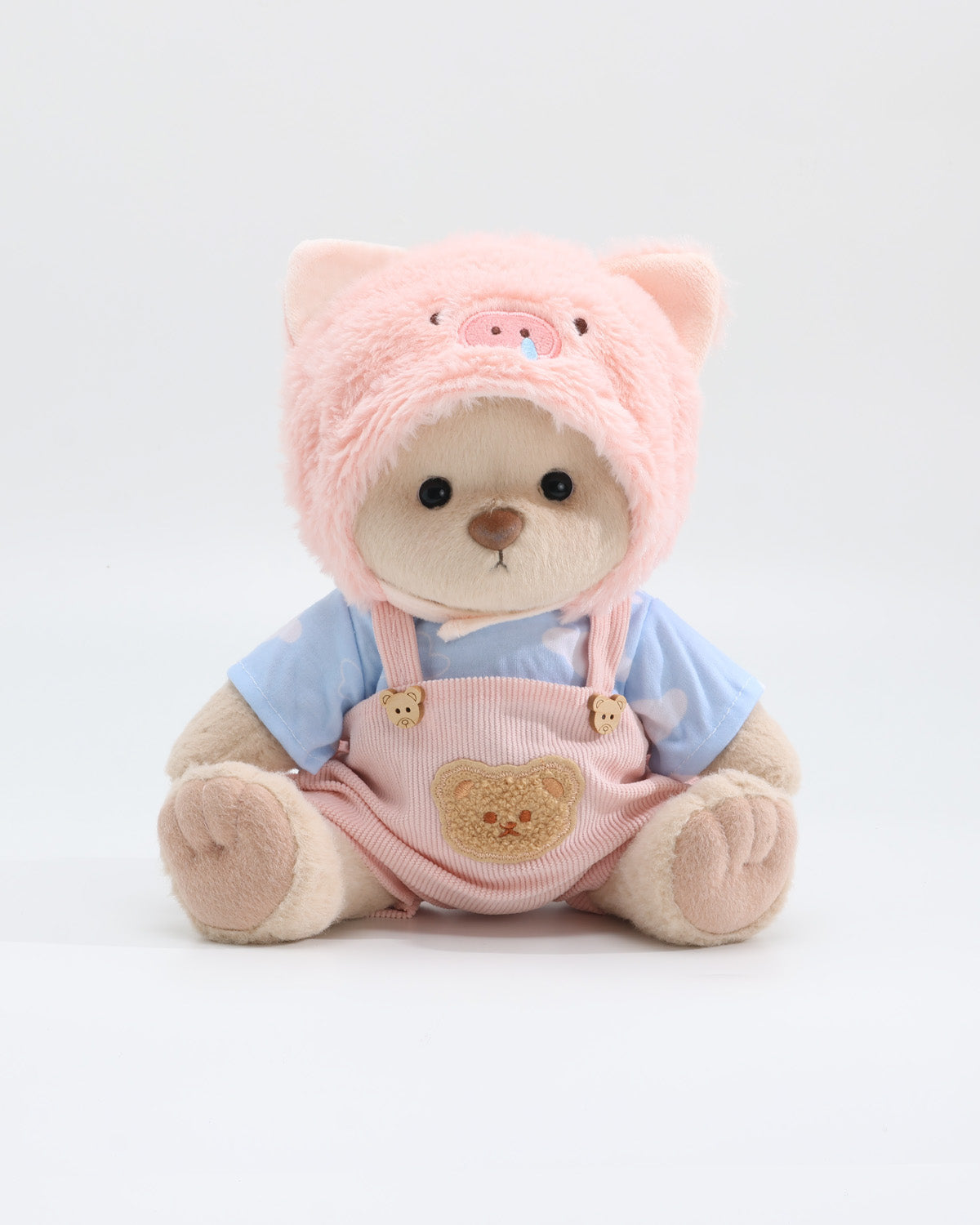 Teddy Bear & Pink Snot Piggy Pink Overalls Set of 3 - 12 Inches