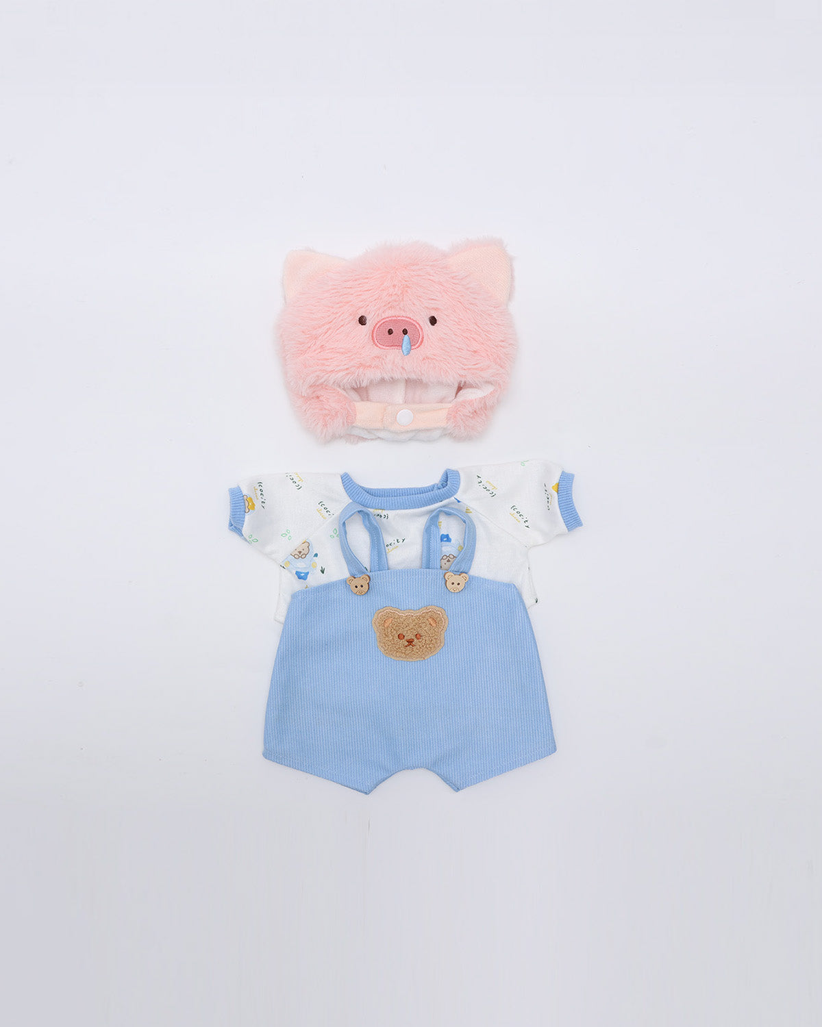 Pink Snot Piggy Blue Overalls Set of 3 - 12 Inches