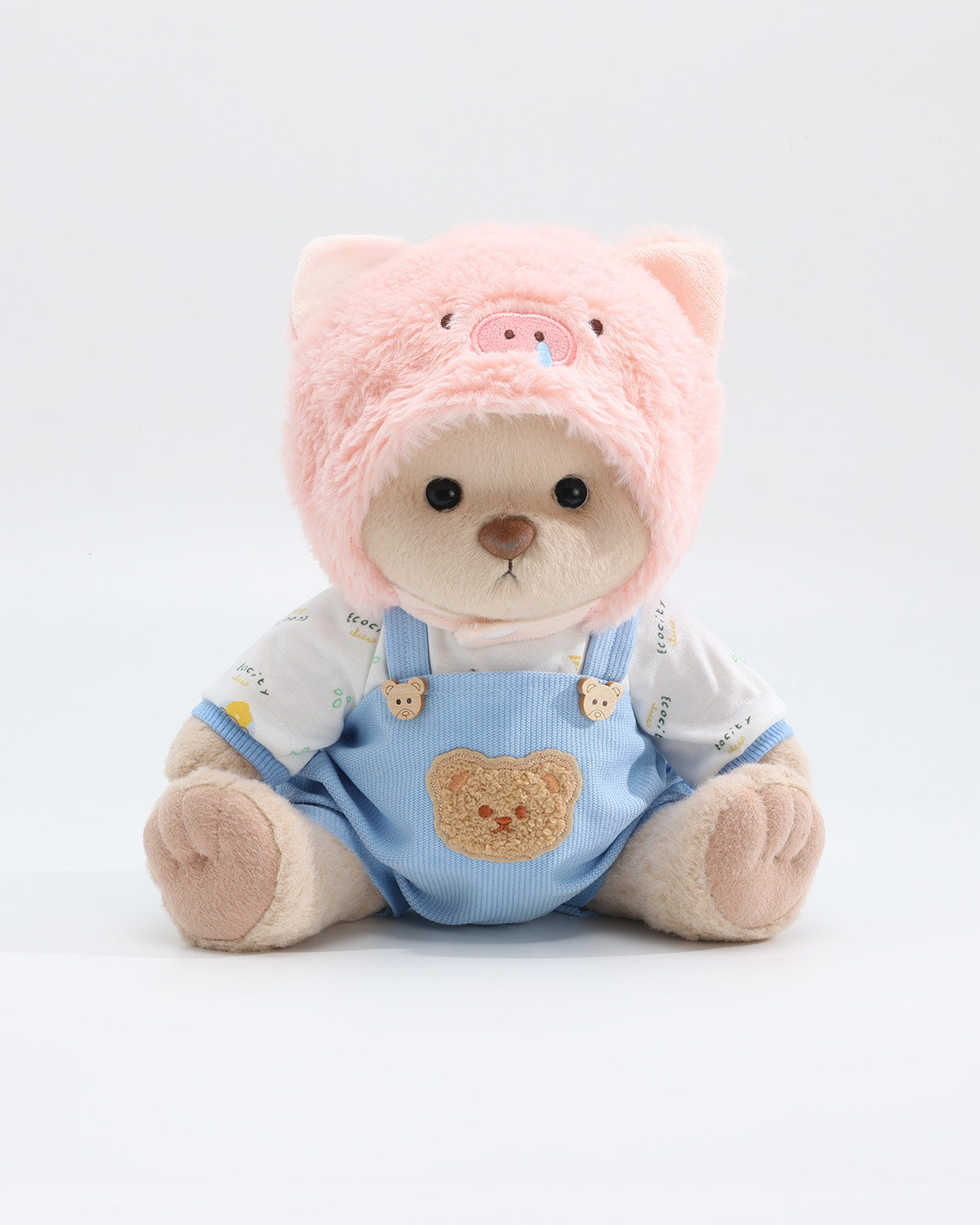Teddy Bear & Pink Snot Piggy Blue Overalls Set of 3 - 12 Inches