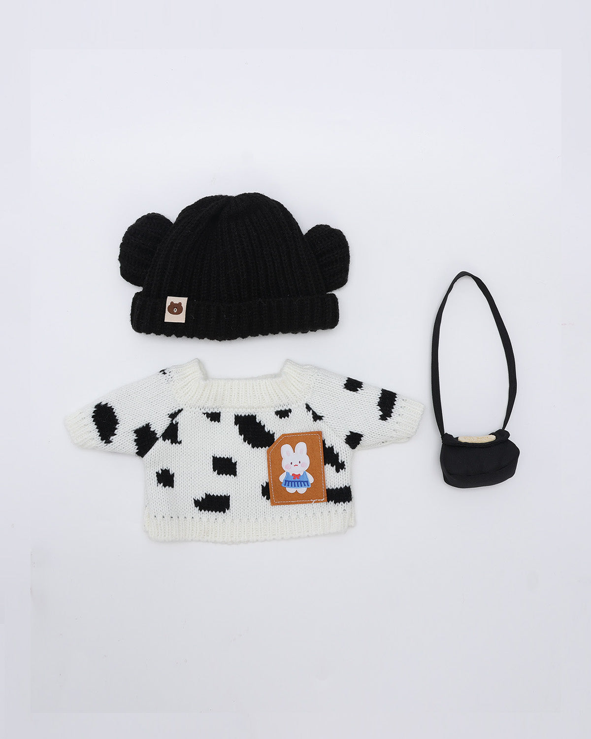 Cow Print Bunny Sweater Set of 3 - 12 Inches