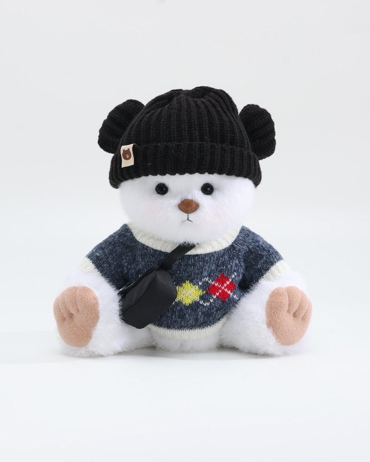 White Long Hair Bear & Blue Fair Isle Sweater Set of 3 - 12 Inches
