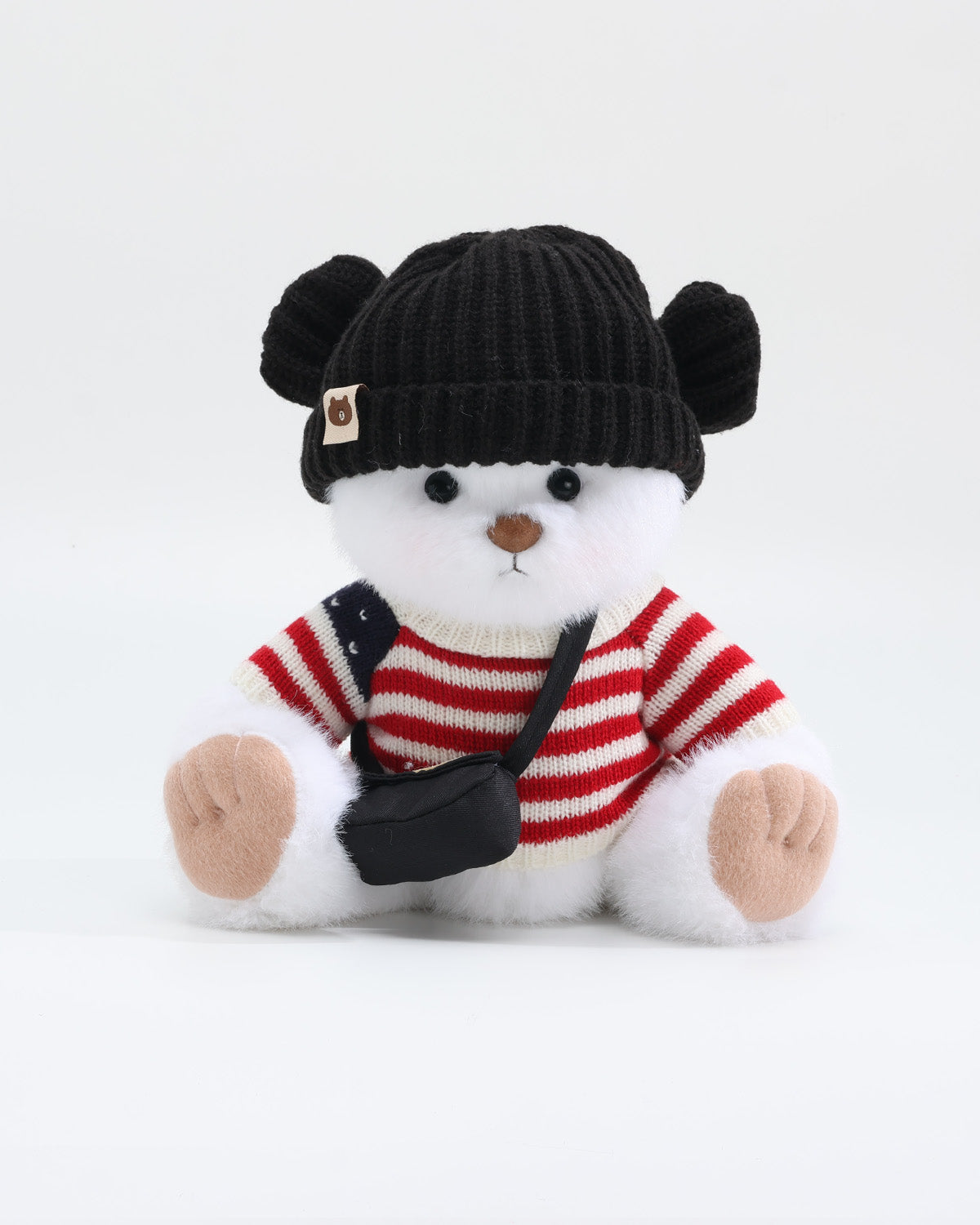 White Long Hair Bear & Red Striped Flag Sweater Set of 3 - 12 Inches