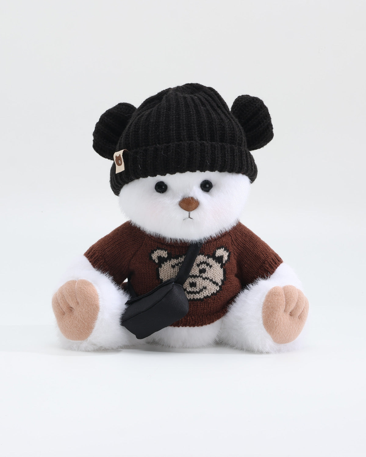 White Long Hair Bear & Dark Brown Bear Sweater Set of 3 - 12 Inches