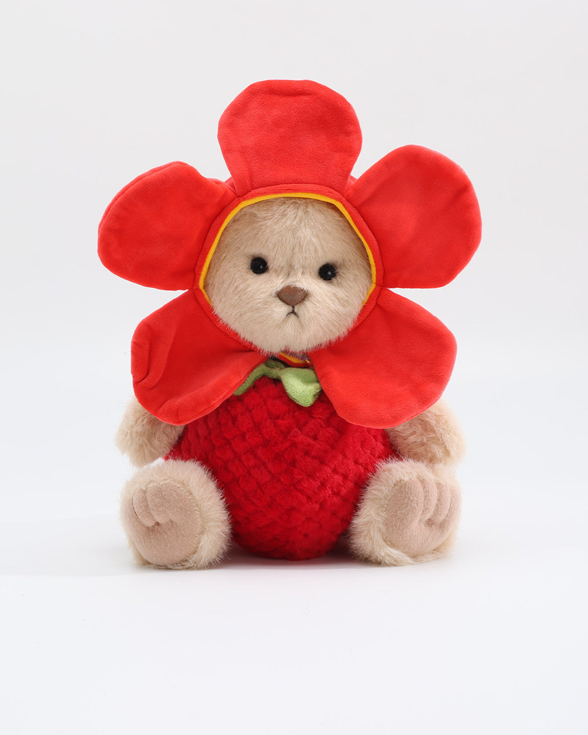 Milk Tea Long Hair Bear & Sunflower Jumpsuit Set of 2 - 12 Inches