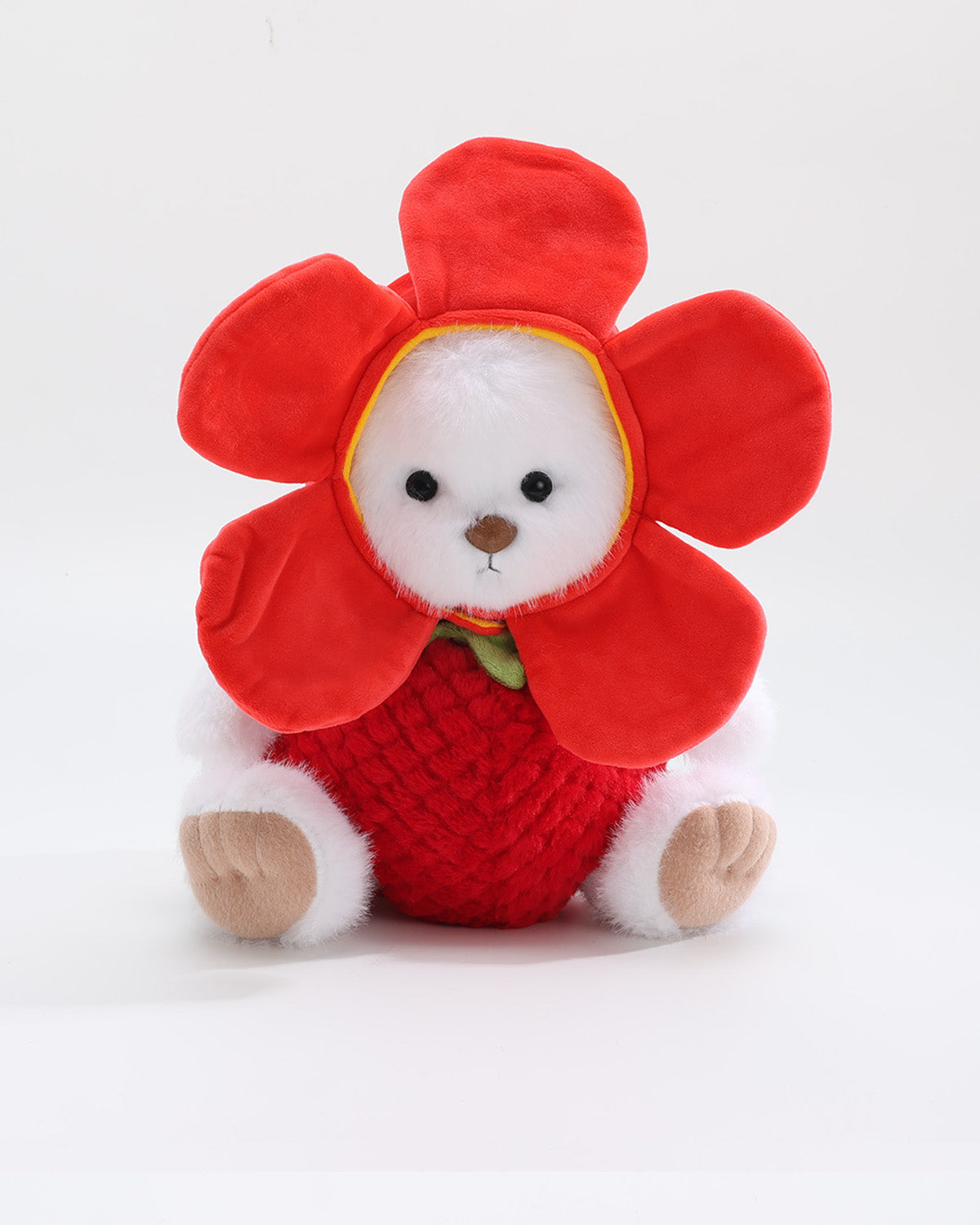 White Long Hair Bear & Sunflower Jumpsuit Set of 2 - 12 Inches