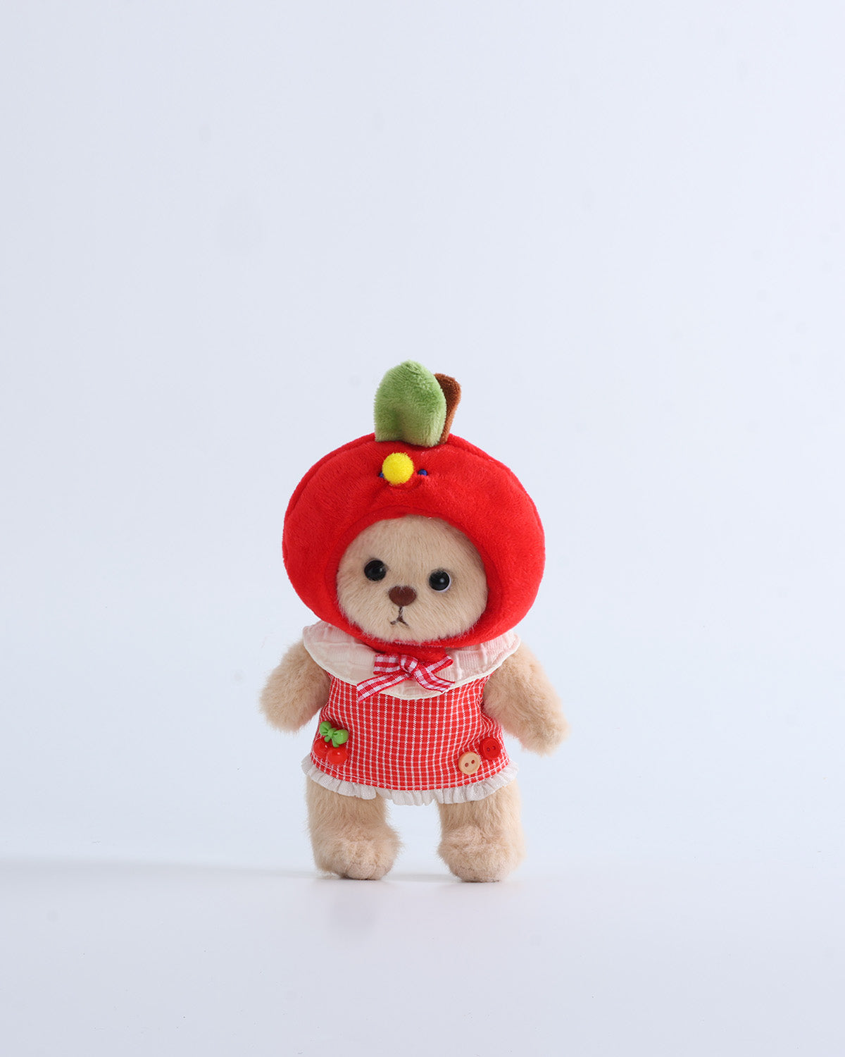 Teddy Bear & Red Apple Plaid Dress Set of 2 - 6 Inches