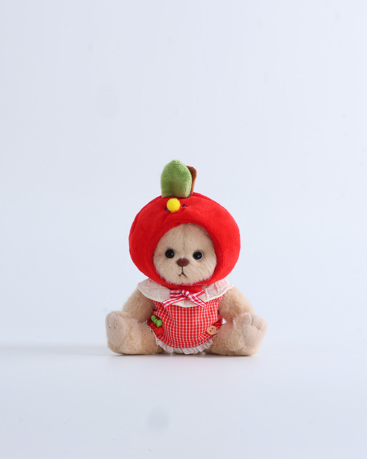 Teddy Bear & Red Apple Plaid Dress Set of 2 - 6 Inches