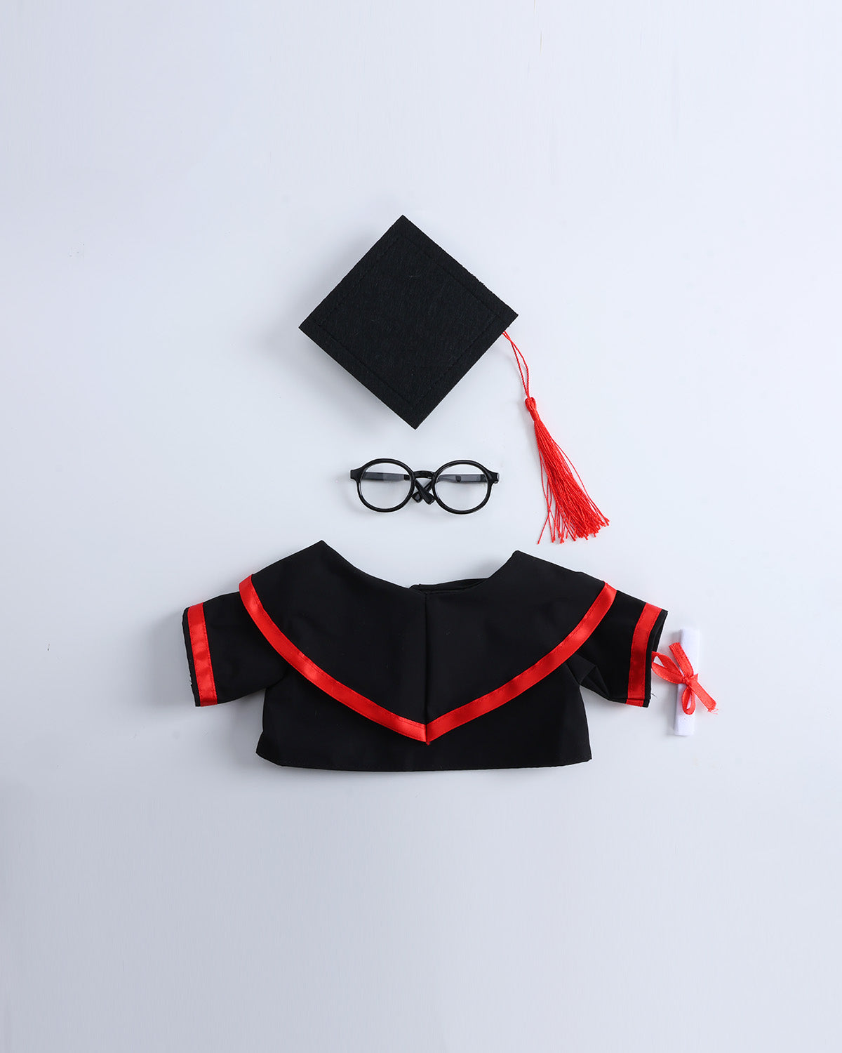 Red Hood Graduation Gown Set of 4 - 12 Inches