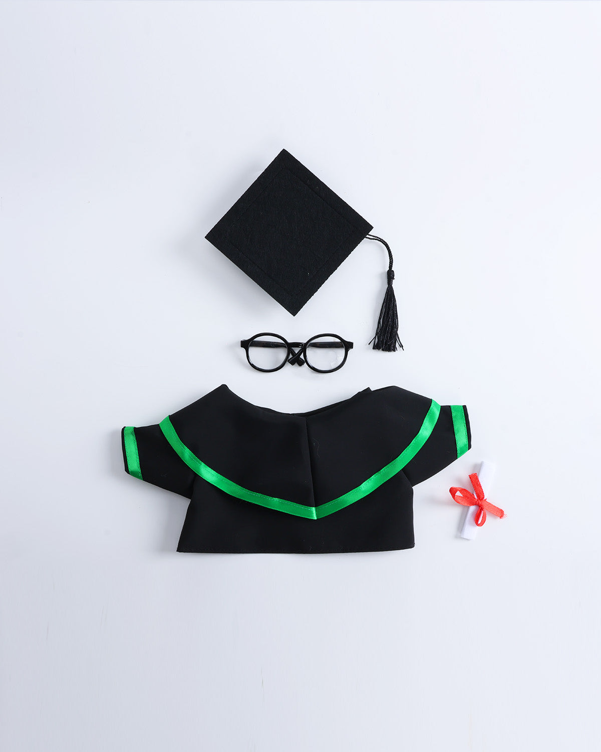 Green Hood Graduation Gown Set of 4 - 12 Inches
