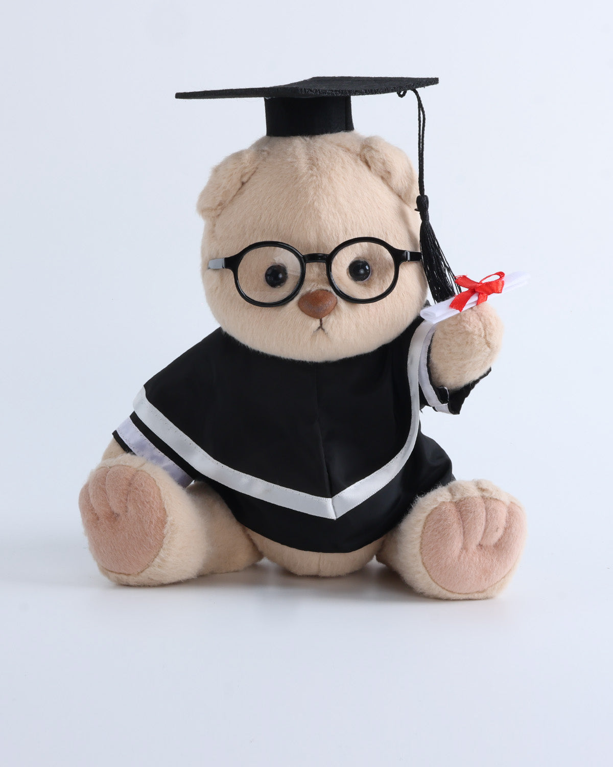 Teddy Bear & White Hood Graduation Gown Set of 4 - 12 Inches