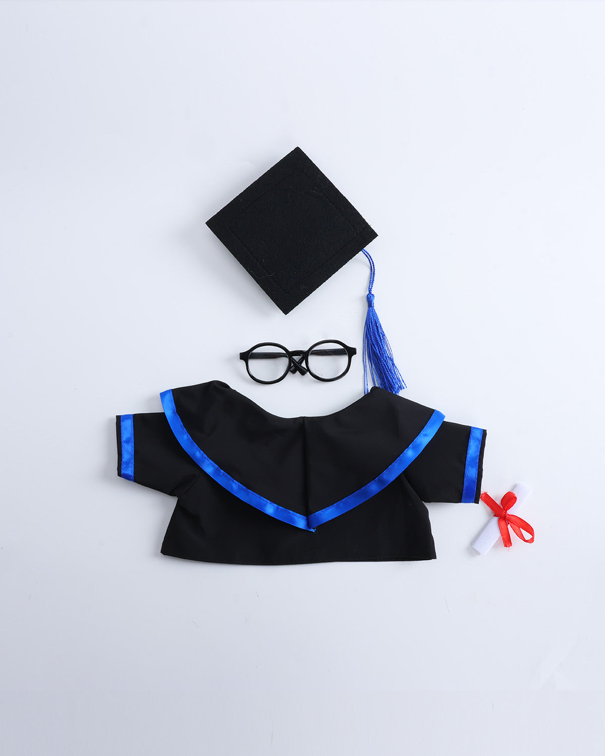 Blue Hood Graduation Gown Set of 4 - 12 Inches