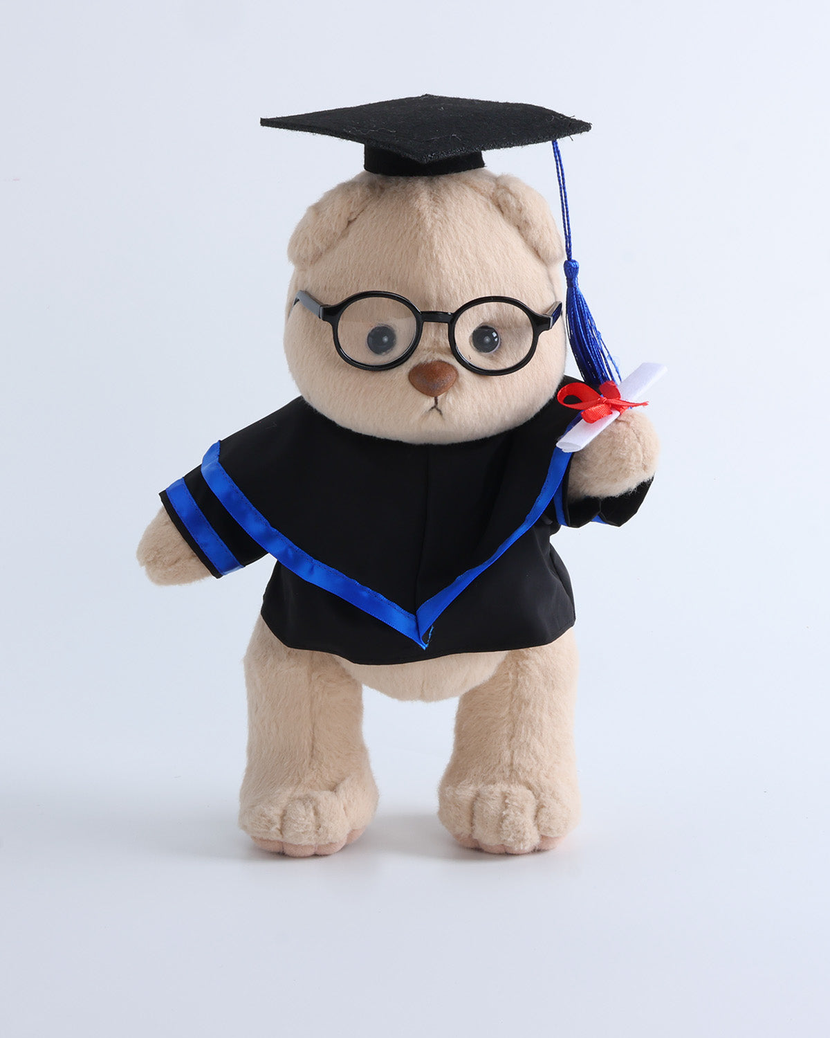 Teddy Bear & Blue Hood Graduation Gown Set of 4 - 12 Inches