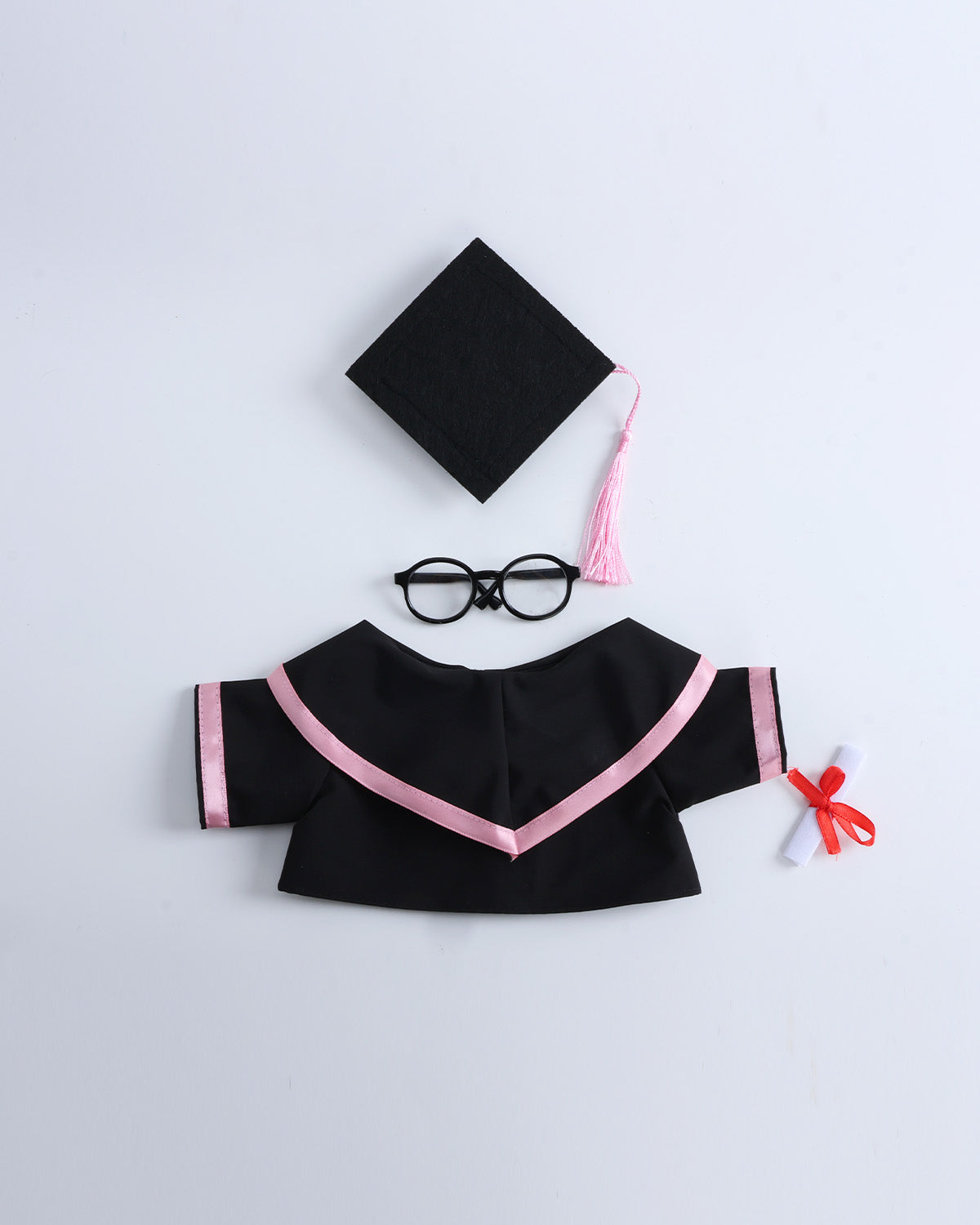 Pink Hood Graduation Gown Set of 4 - 12 Inches