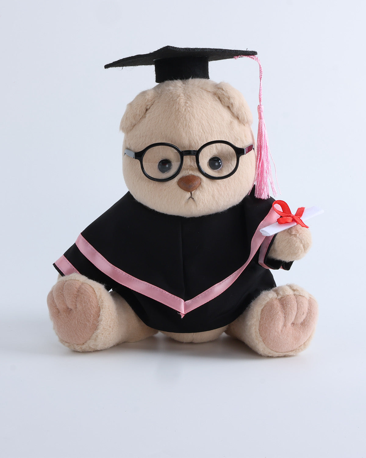 Teddy Bear & Pink Hood Graduation Gown Set of 4 - 12 Inches