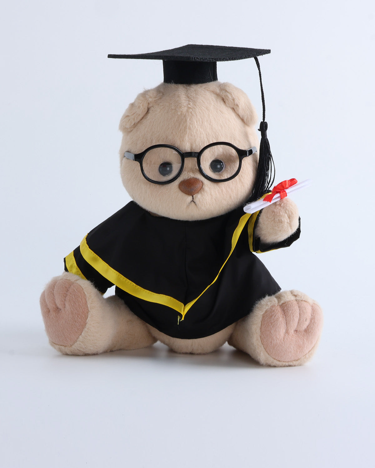 Teddy Bear & Yellow Hood Graduation Gown Set of 4 - 12 Inches