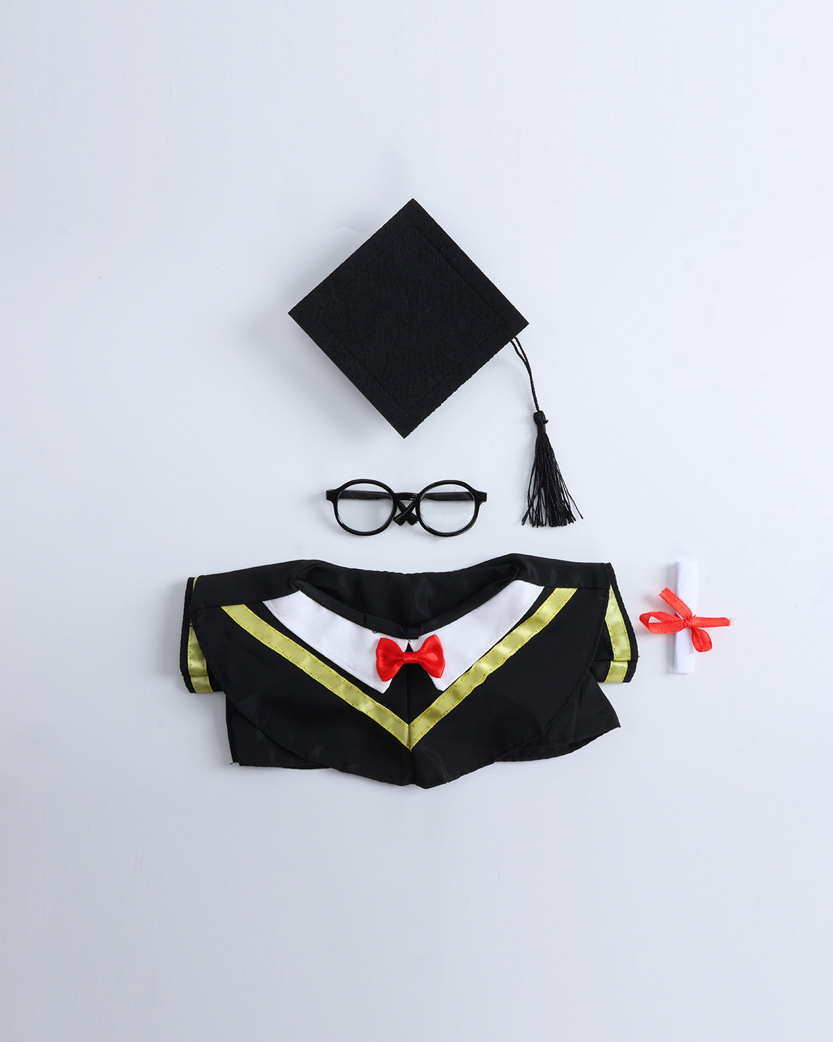 Yellow Collar Bowtie Graduation Gown Set of 4 - 12 Inches