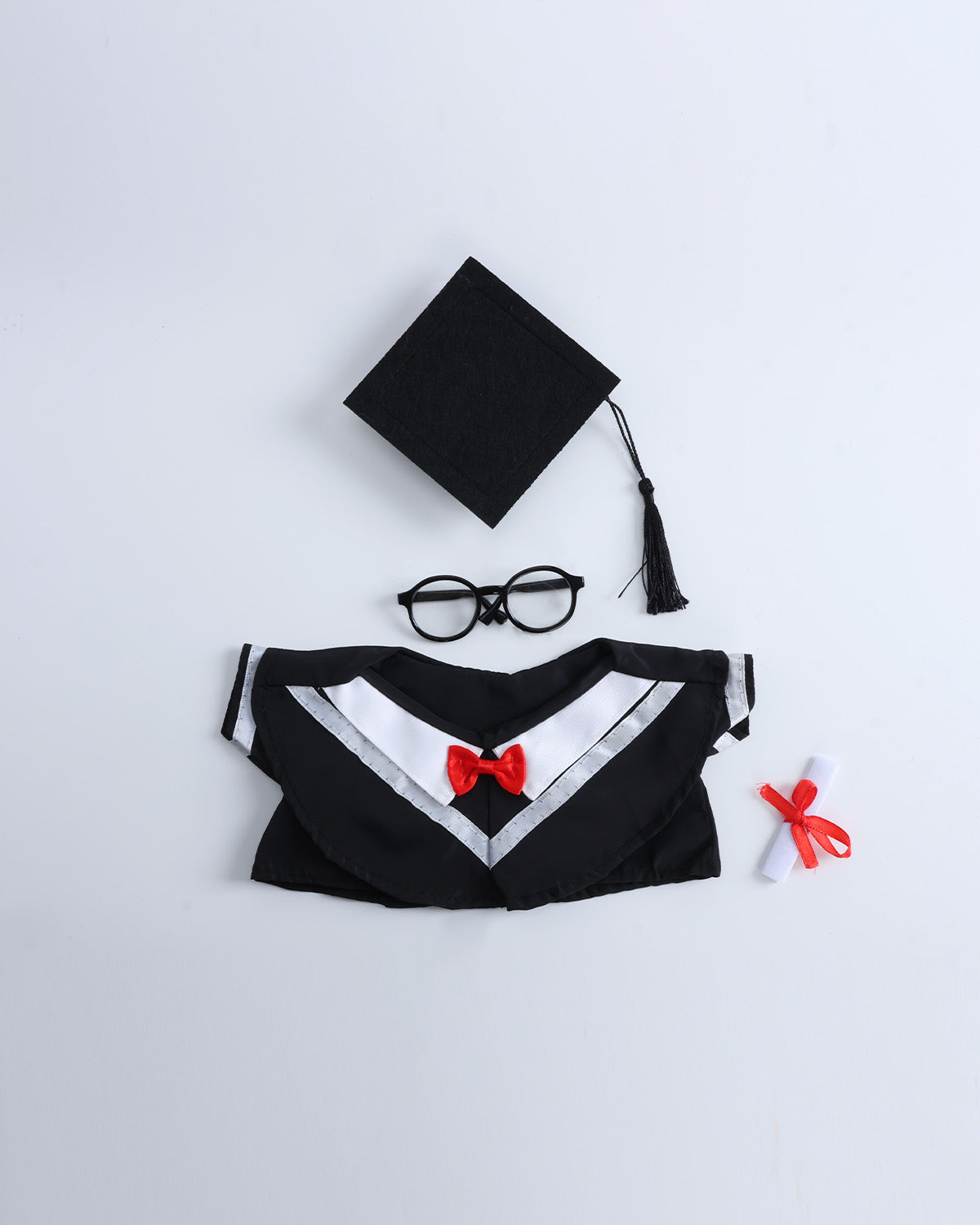 White Collar Bowtie Graduation Gown Set of 4 - 12 Inches