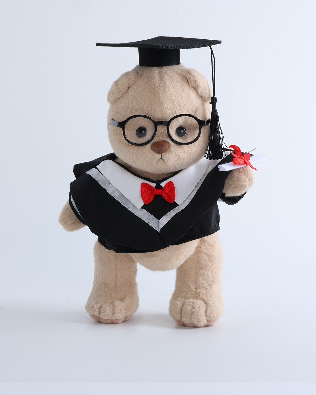 Teddy Bear & White Collar Bowtie Graduation Gown Set of 4 - 12 Inches