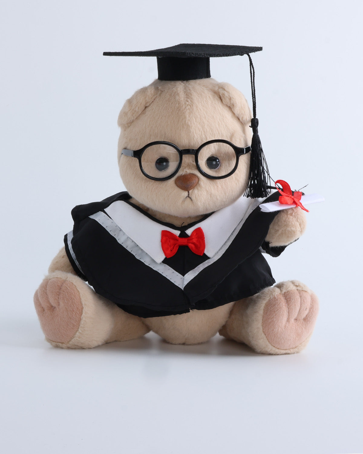 Teddy Bear & White Collar Bowtie Graduation Gown Set of 4 - 12 Inches