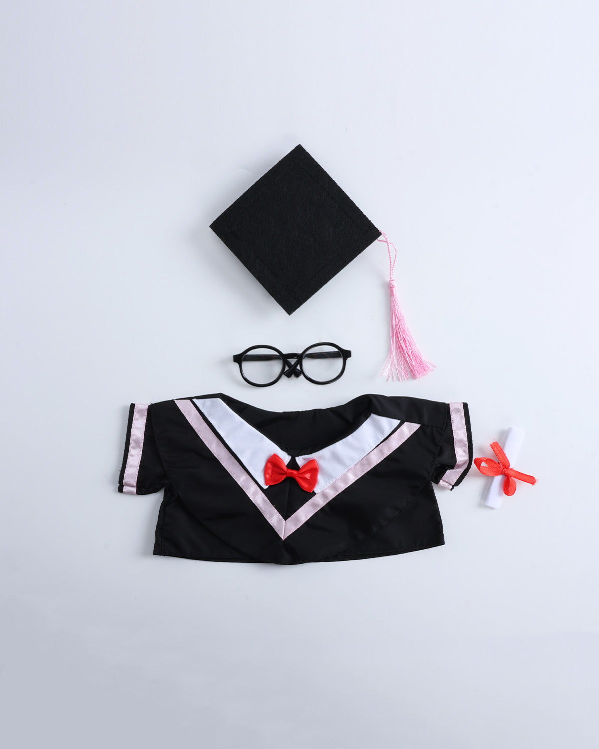Pink Collar Bowtie Graduation Gown Set of 4 - 12 Inches