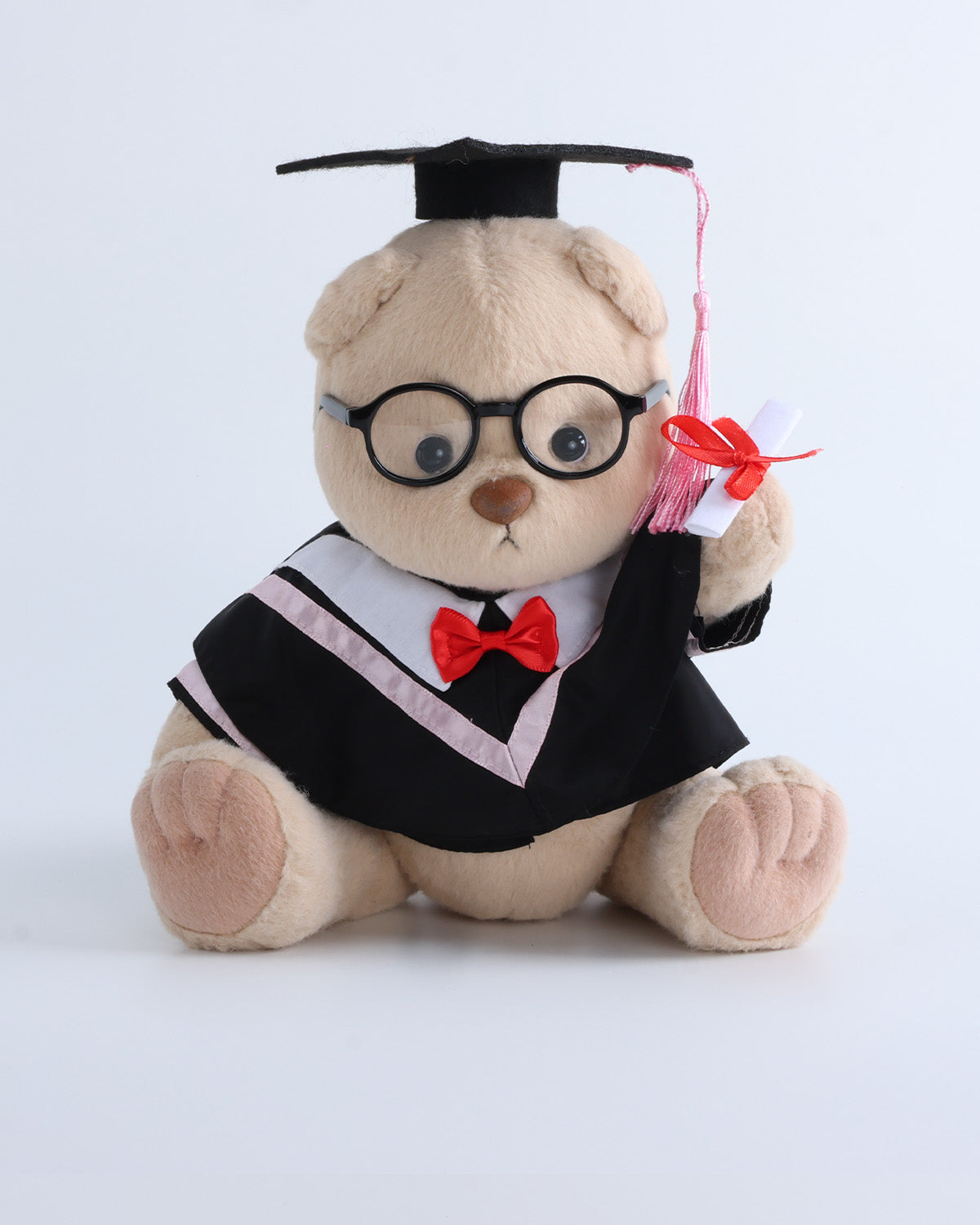 Teddy Bear & Pink Collar Bowtie Graduation Gown Set of 4 - 12 Inches