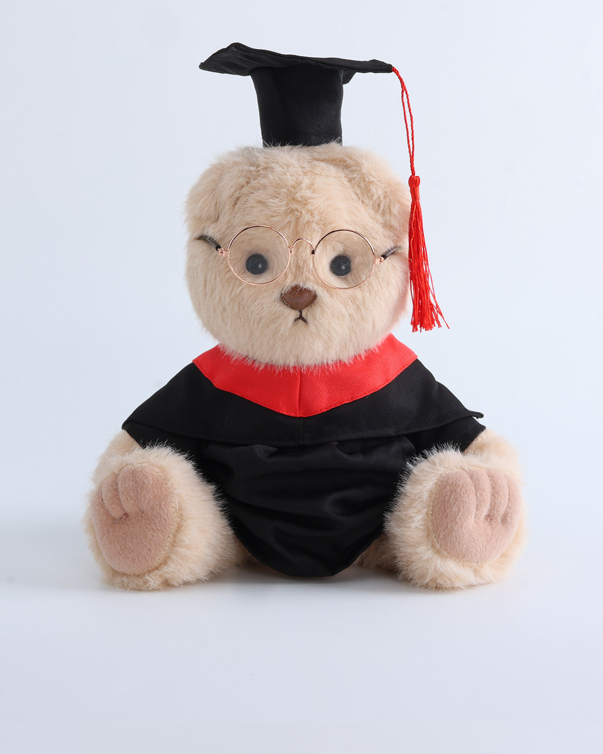 Milk Tea Long Hair Bear & Black Scholar Graduation Outfit Set of 3 - 12 Inches