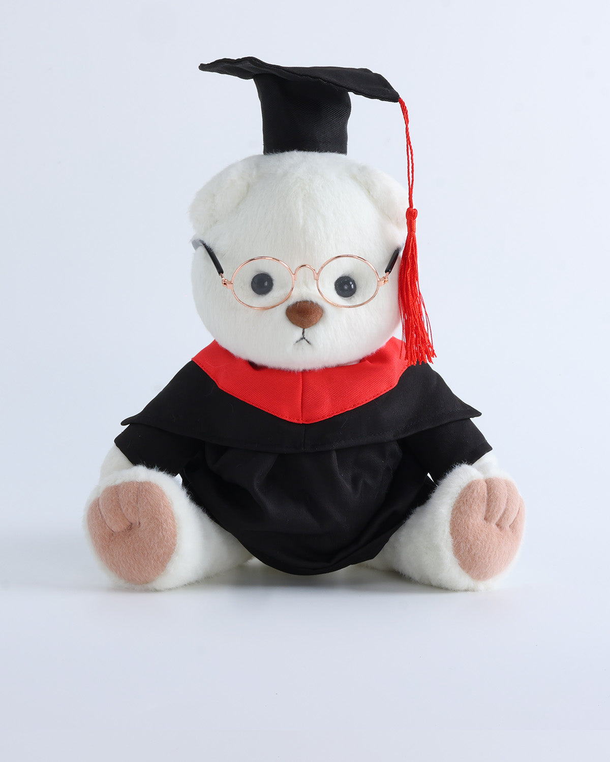 White Short Hair Bear & Black Scholar Graduation Outfit Set of 3 - 12 Inches